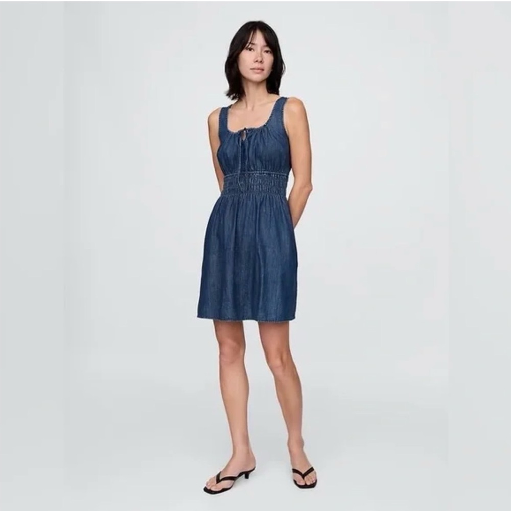 GAP Denim Smocked Waist Mini Dress